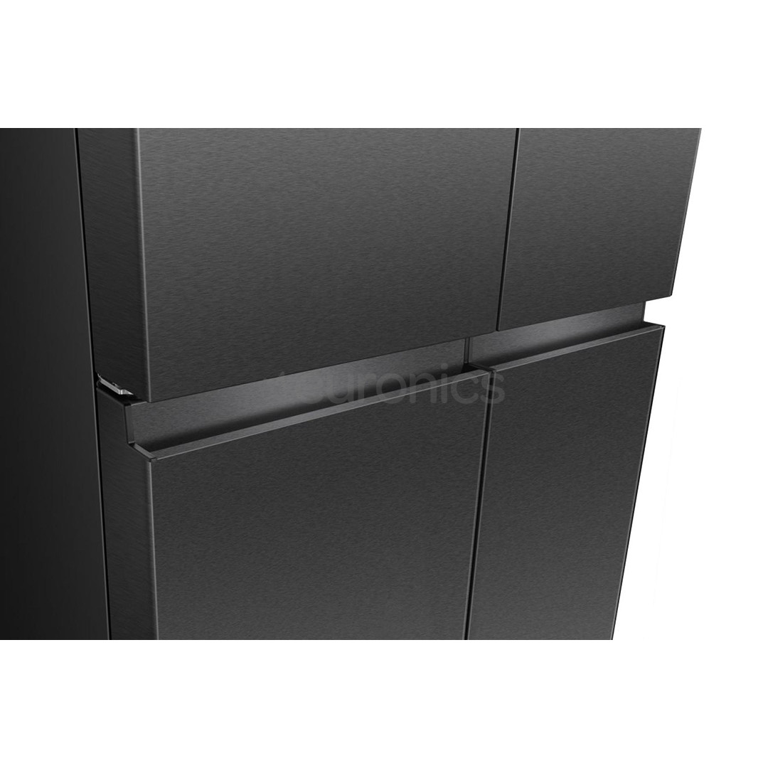Hisense, Total No Frost, 647 L, augstums 179 cm, melna nerūsējošā tērauda - SBS Ledusskapis