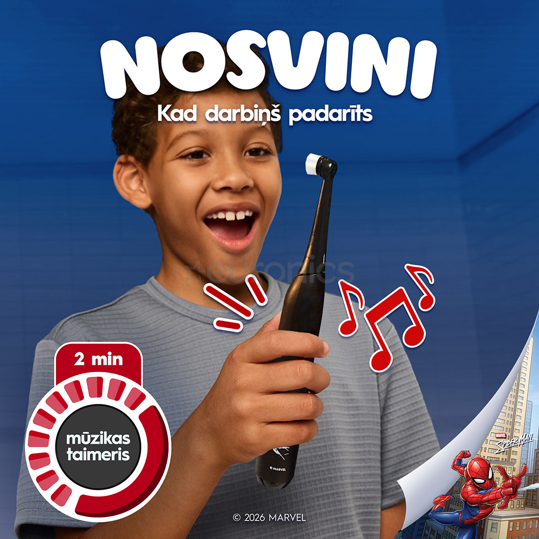 Braun Oral-B iO Kids, Marvel Spiderman, melna - Elektriskā zobu birste + ceļojuma futrālis