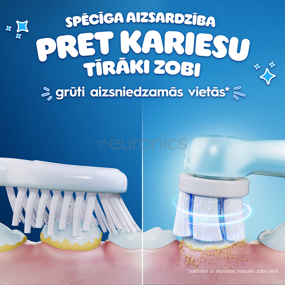 Braun Oral-B iO Kids, Disney, Stitch, zila - Elektriskā zobu birste + ceļojuma futrālis