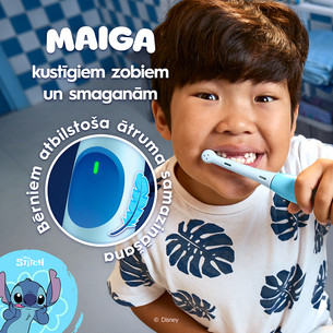 Braun Oral-B iO Kids, Disney, Stitch, zila - Elektriskā zobu birste + ceļojuma futrālis