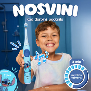 Braun Oral-B iO Kids, Disney, Stitch, zila - Elektriskā zobu birste + ceļojuma futrālis