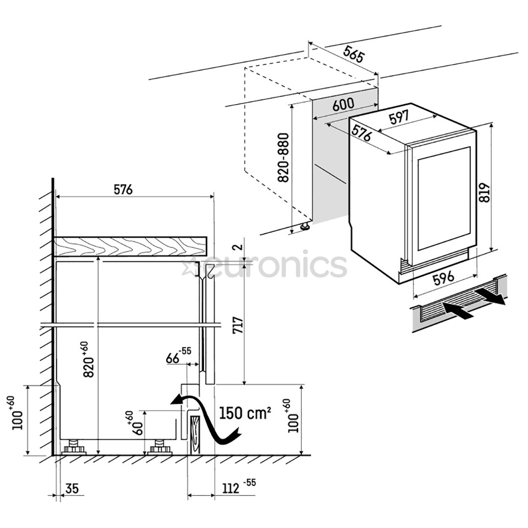Liebherr Vinidor, 32 pudeles, augstums 82 cm, melna - Iebūvējams vīna skapis