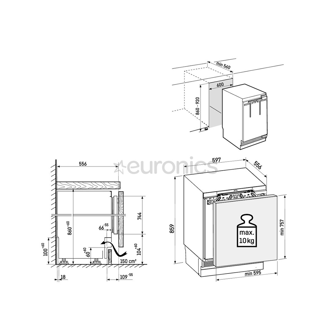 Liebherr Prime, 133 L, height 86 cm - Built-in cooler