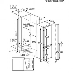 Electrolux 600, Low Frost, 271 L, 178 cm - Built-in Refrigerator