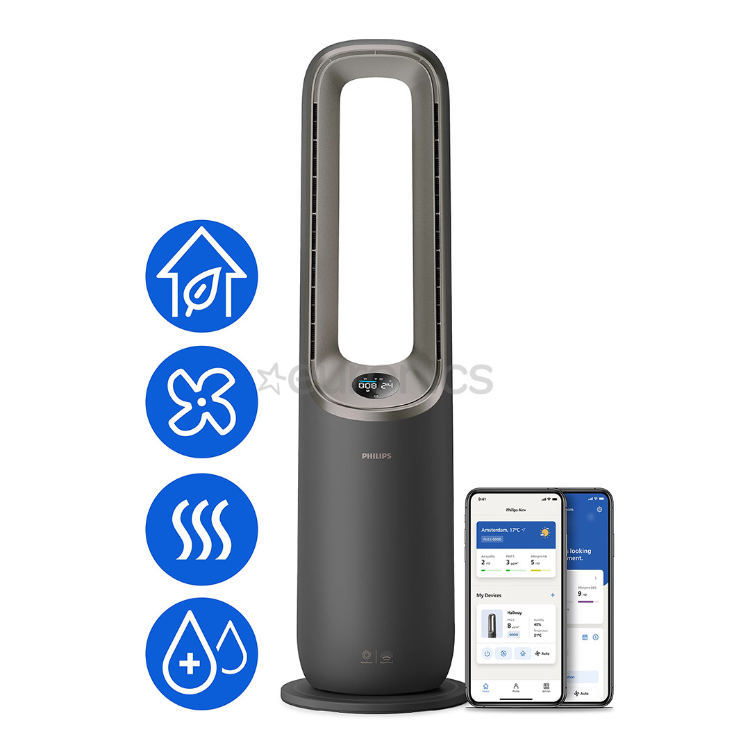 Philips Air Performer 9000 Series, 4in1, 2200 W, pelēka - Gaisa attīrītājs, ventilators, sildītājs un mitrinātājs