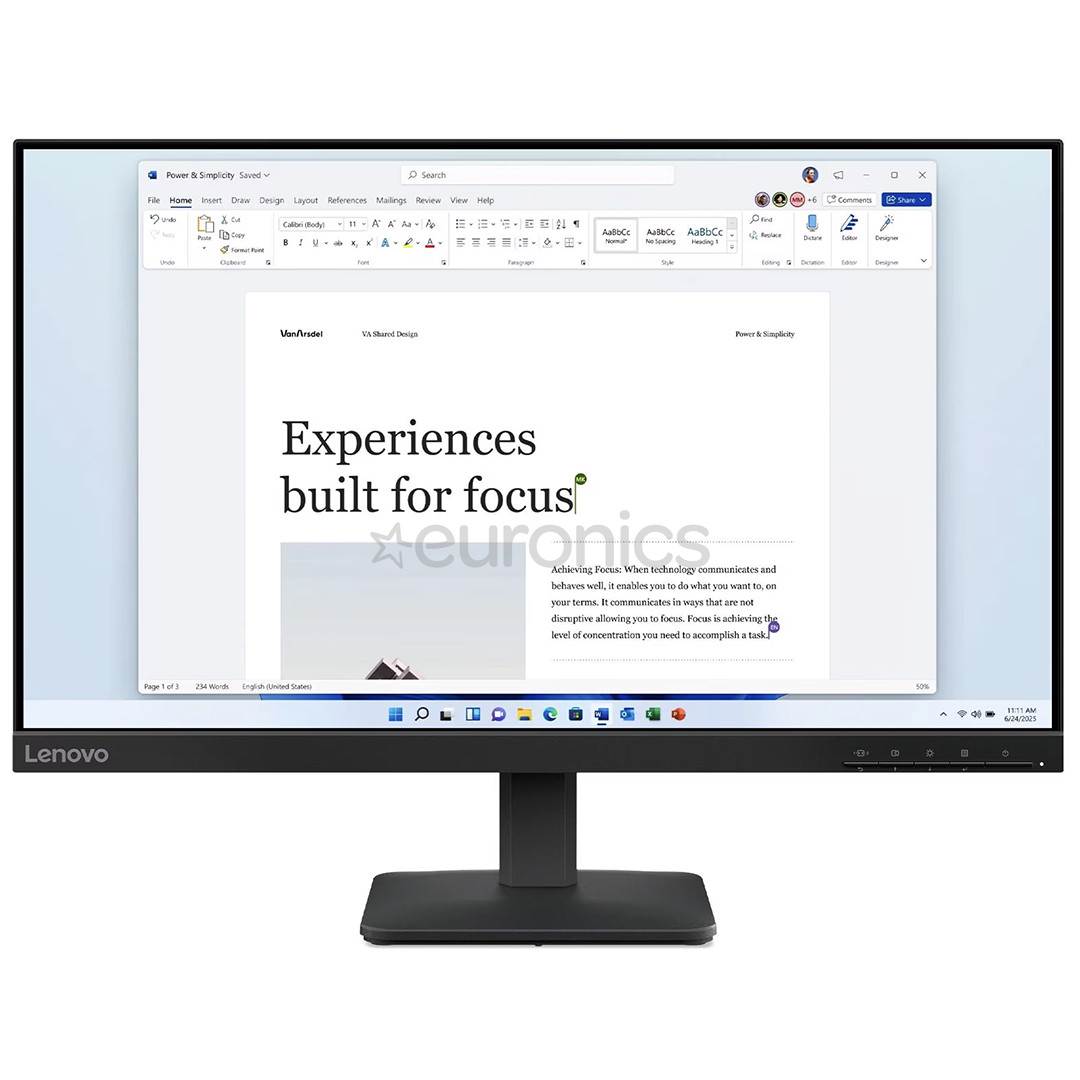 Lenovo L24-41, 24'', FHD, IPS, 100 Гц, черный - Монитор 67DAKAC1EU