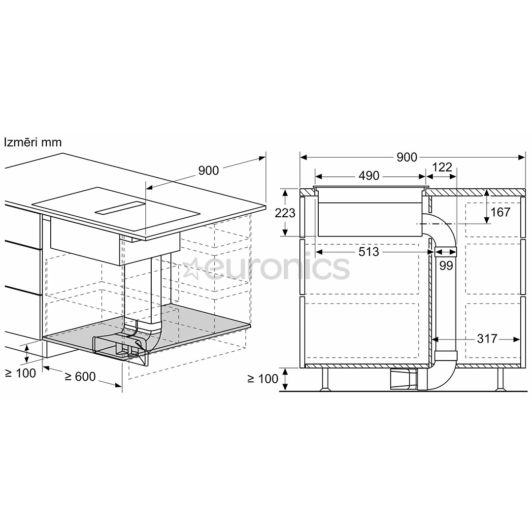 Bosch, Series 4, platums 80 cm, bez rāmja, melna - Iebūvējama indukcijas plīts virsma ar tvaika nosūcēju