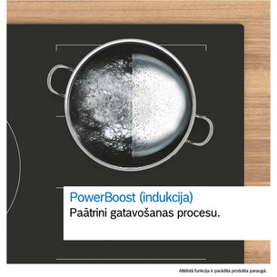 Bosch, Series 4, platums 80 cm, bez rāmja, melna - Iebūvējama indukcijas plīts virsma ar tvaika nosūcēju