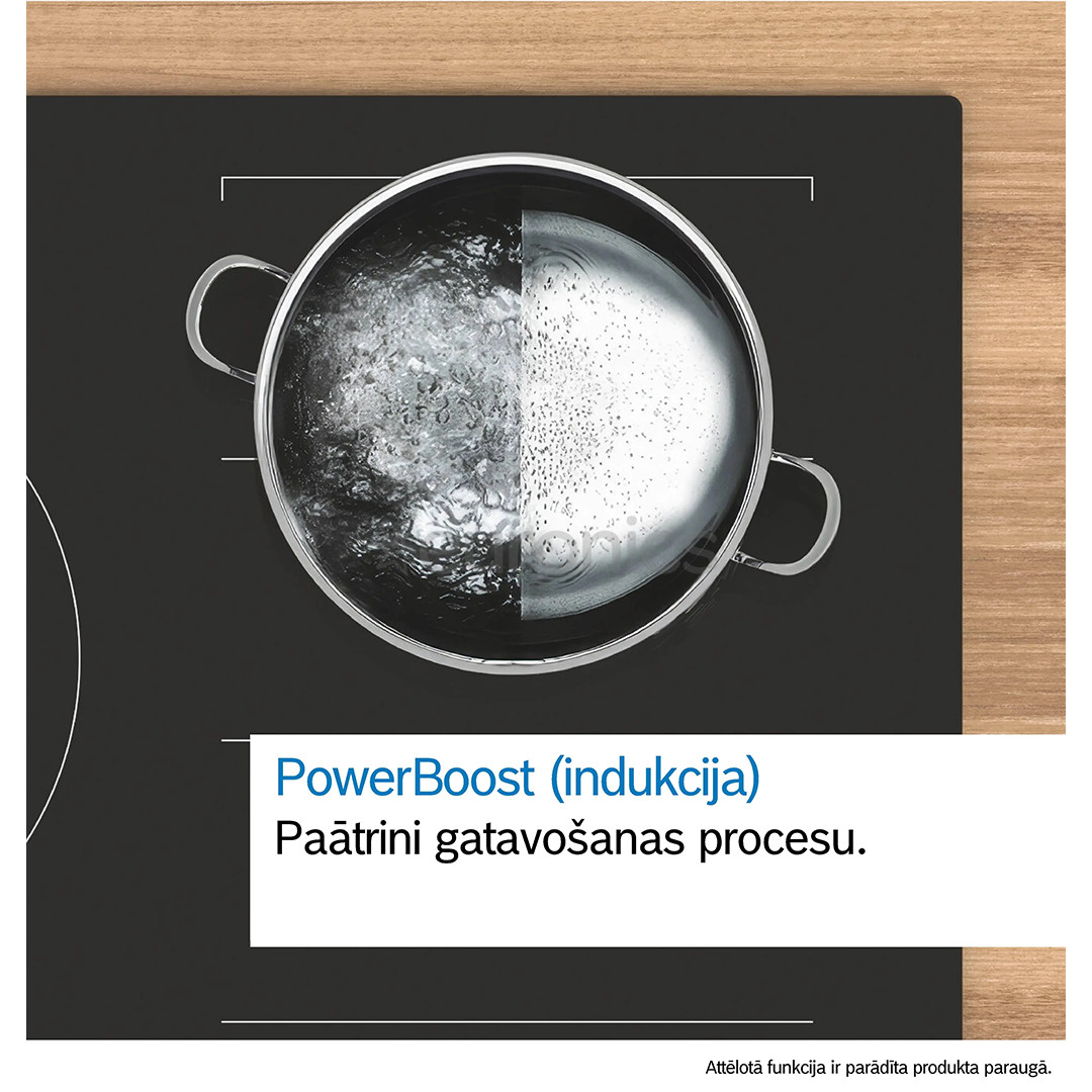 Bosch, Series 4, platums 80 cm, bez rāmja, melna - Iebūvējama indukcijas plīts virsma ar tvaika nosūcēju