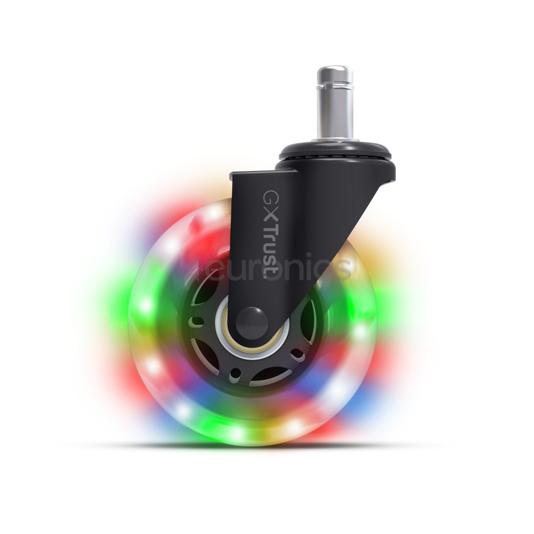Trust GXT 701 Gel Chair Casters, LED, 5 gab., melna - Gumijas ritenīši datorkrēslam
