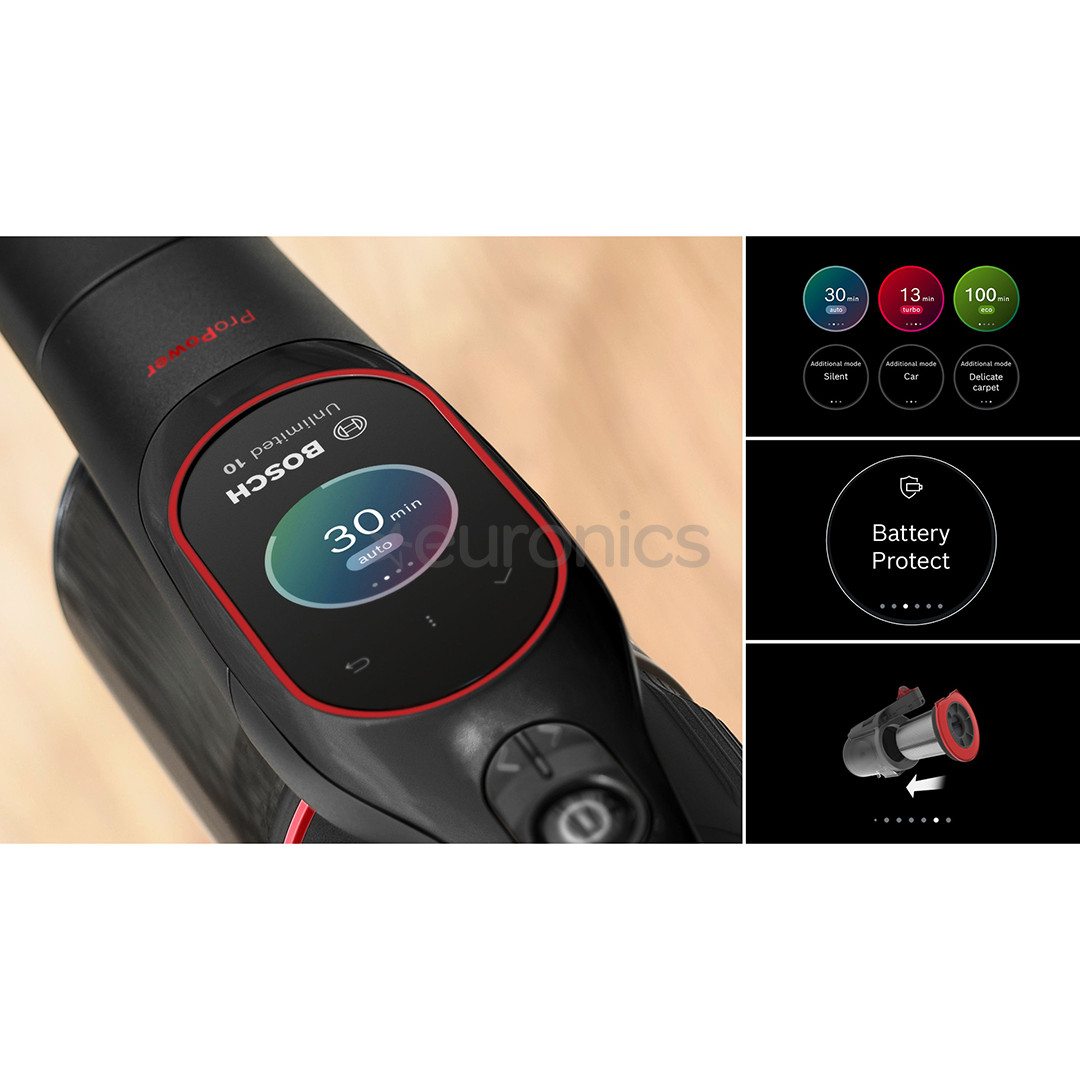 Bosch Unlimited 10 ProPower, melna - Bezvadu putekļu sūcējs