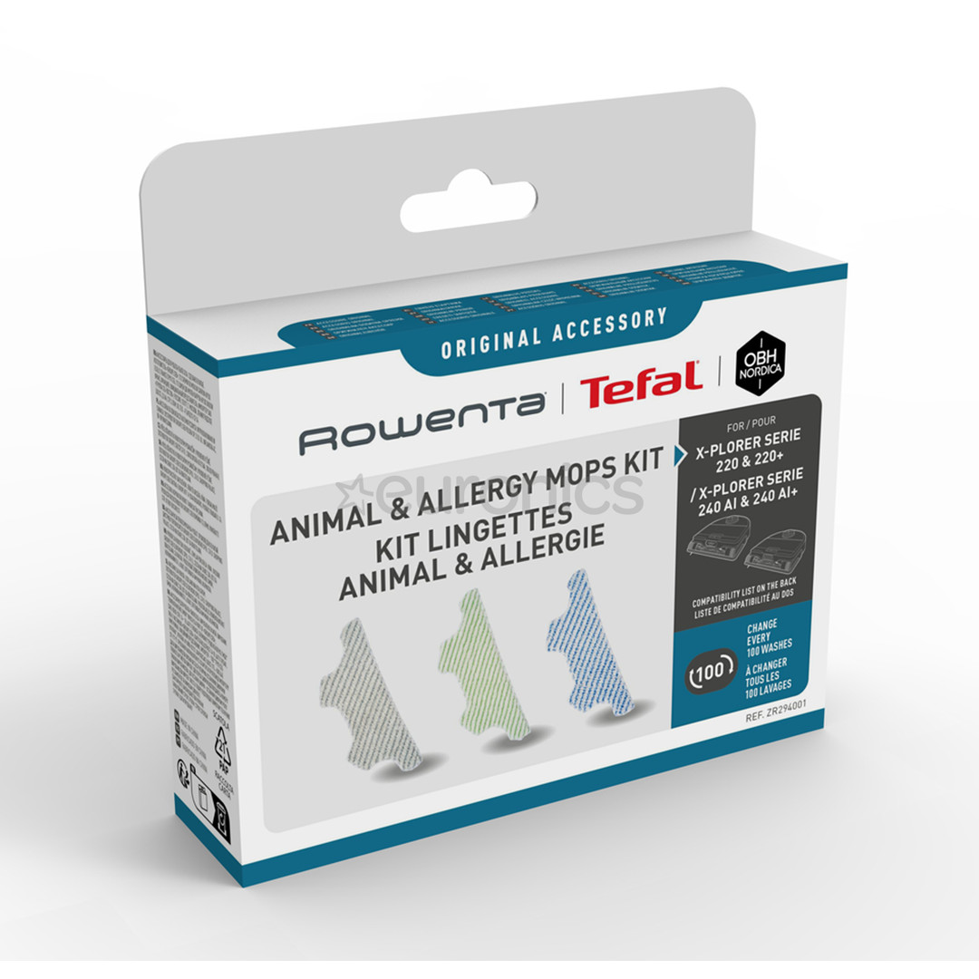 Tefal Animal & Allergy, 3 gab. - Mikrošķiedras lupatiņas robotam putekļu sūcējam Xplorer 220 & 220+/ 240 AI & 240 AI+