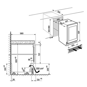 Liebherr Vinidor Selection, 32 pudeles, augstums 82 cm, melna - Iebūvējams vīna skapis