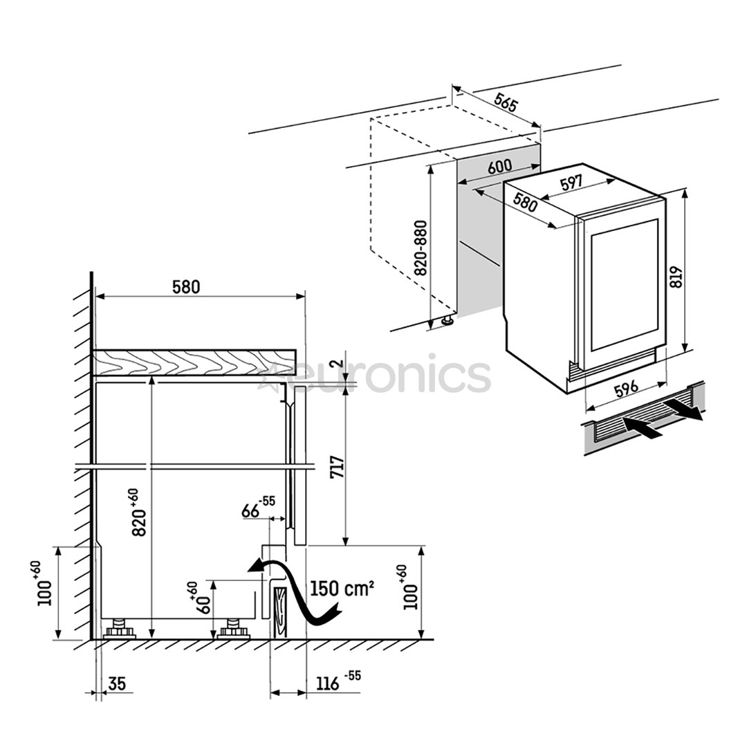 Liebherr Vinidor Selection, 32 pudeles, augstums 82 cm, melna - Iebūvējams vīna skapis