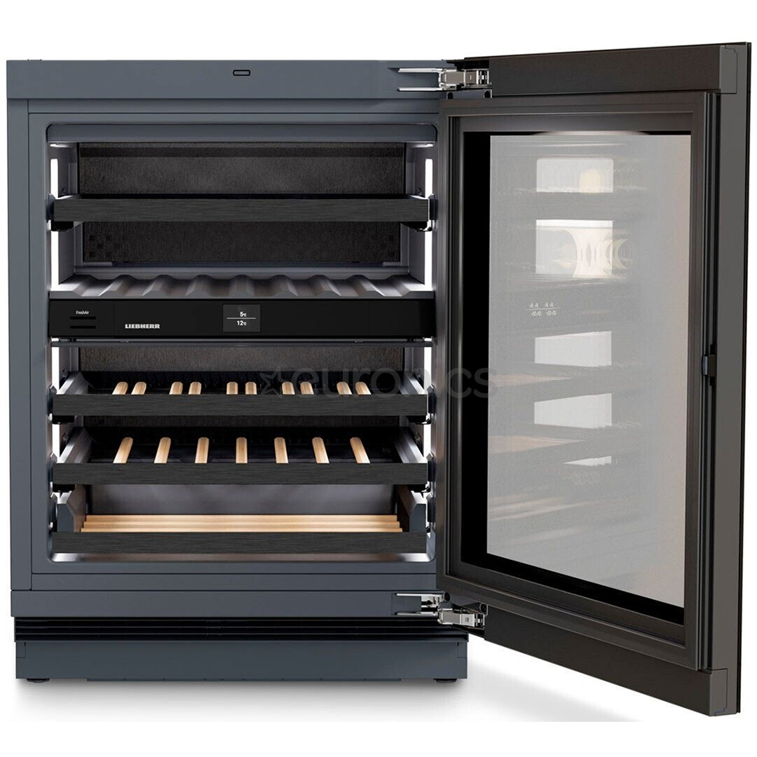 Liebherr Vinidor Selection, 32 pudeles, augstums 82 cm, melna - Iebūvējams vīna skapis