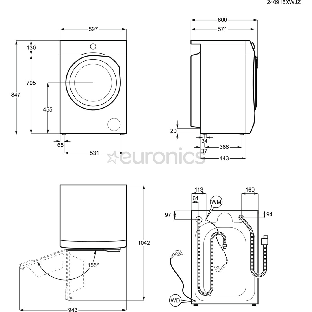 AEG 7000 Series ProSteam® UniversalDose, 8 kg, dziļums 57.6 cm, 1400 apgr/min. - Veļas mazgājamā mašīna ar priekšējo ielādi