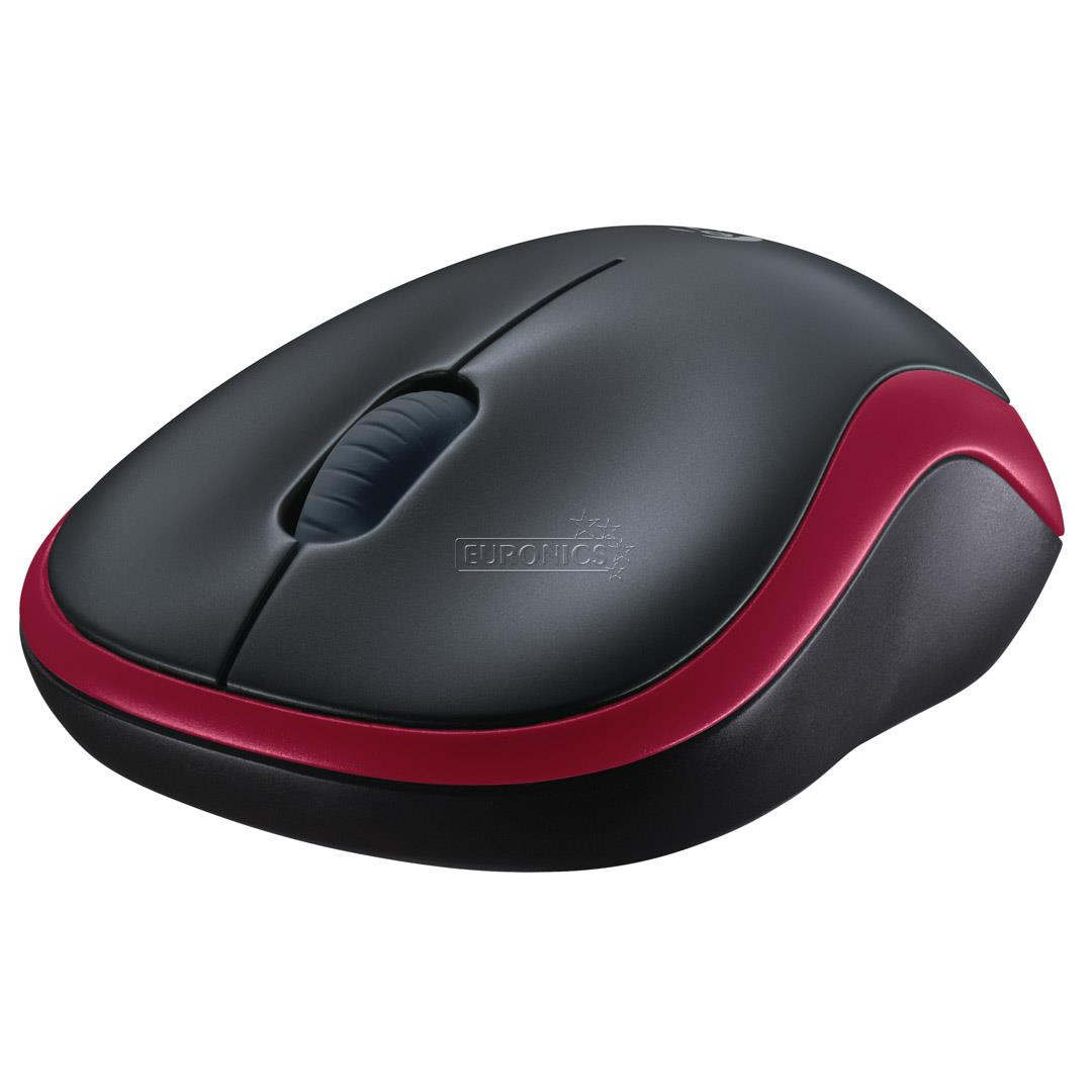 Logitech M185, pelēka/sarkana - Bezvadu datorpele