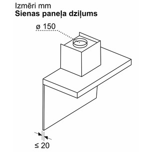 Bosch Series 2, 400 m³/h, platums 60 cm, nerūsējoša tērauda - Tvaika nosūcējs