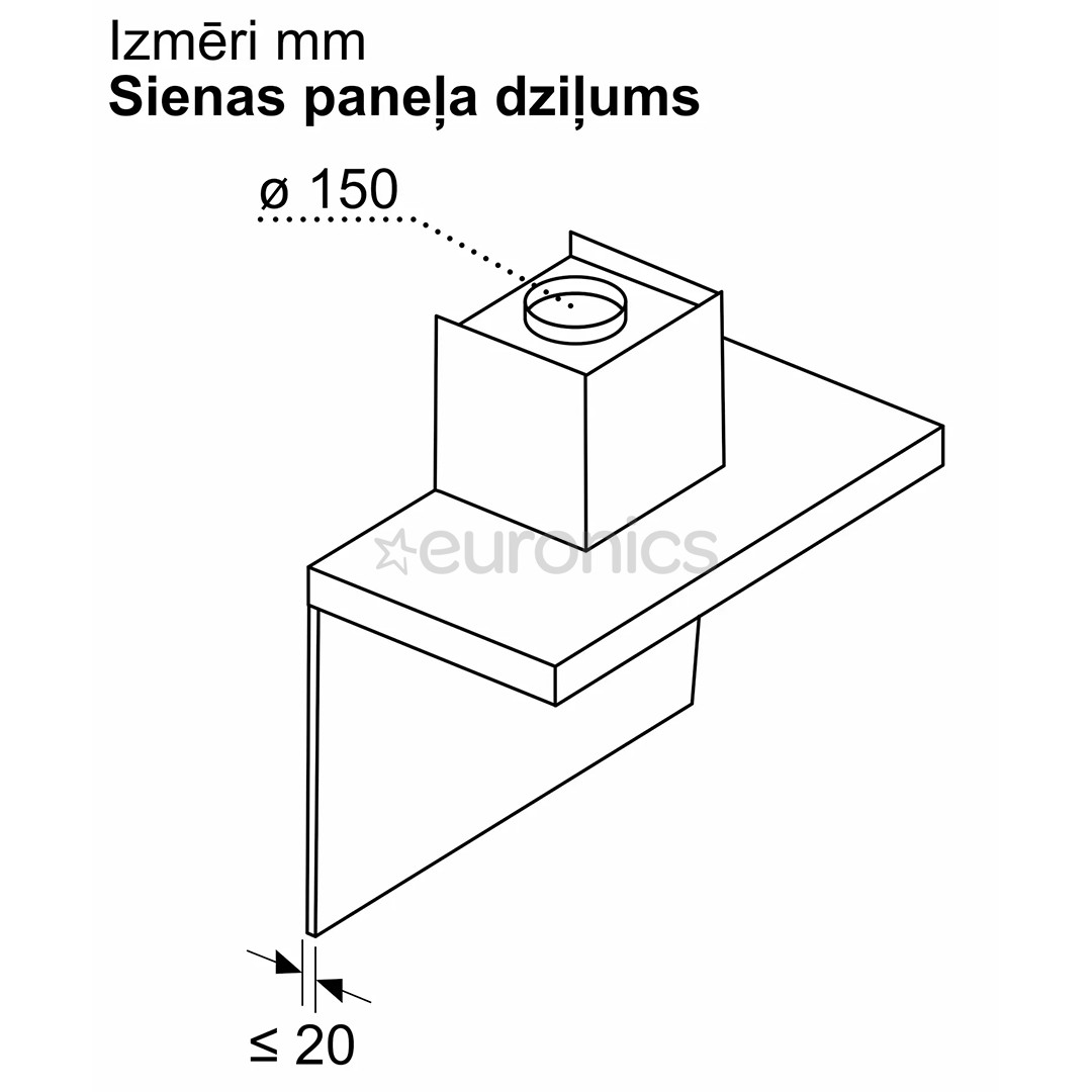 Bosch Series 2, 400 m³/h, platums 60 cm, nerūsējoša tērauda - Tvaika nosūcējs