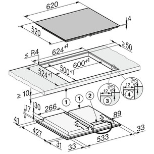 Miele, platums 62 cm, melna - Iebūvējama indukcijas plīts virsma