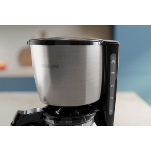 Philips Daily Collection, water tank 1.2 L, black/inox - Coffee maker