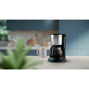Philips Daily Collection, water tank 1.2 L, black/inox - Coffee maker