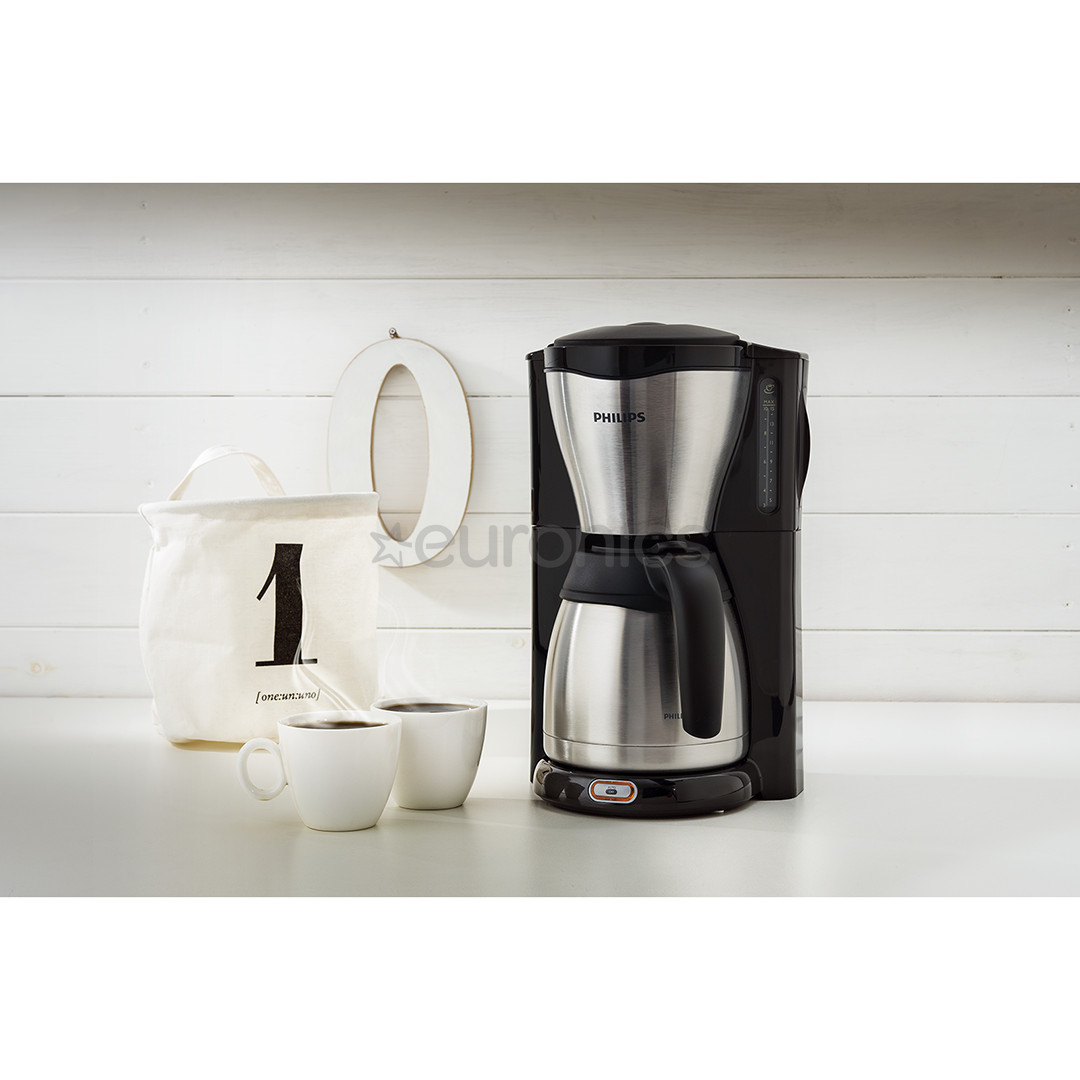 Philips, water tank 1.2 L, black/inox - Coffee maker