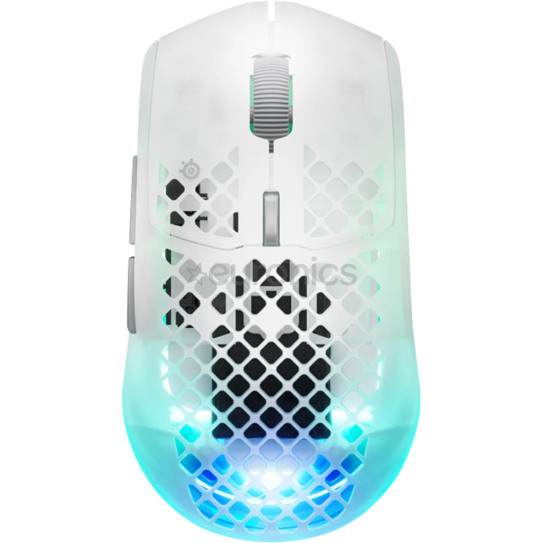 SteelSeries Aerox 3 Gen 2, optiskā, balta/caurspīdīga - Bezvadu datorpele