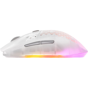 SteelSeries Aerox 3 Gen 2, optiskā, balta/caurspīdīga - Bezvadu datorpele