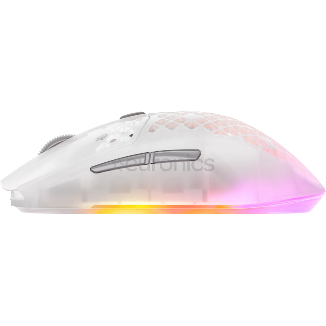 SteelSeries Aerox 3 Gen 2, optiskā, balta/caurspīdīga - Bezvadu datorpele
