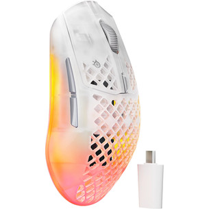 SteelSeries Aerox 3 Gen 2, optiskā, balta/caurspīdīga - Bezvadu datorpele