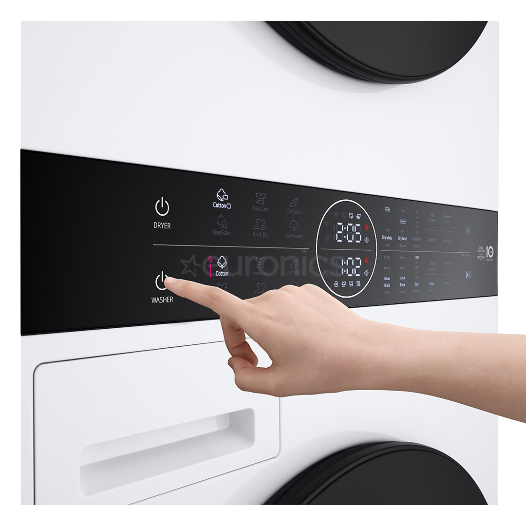 LG WashTower, 12 кг + 10 кг, глубина 66 см, 1400 об/мин - Стиральная машина с передней загрузкой