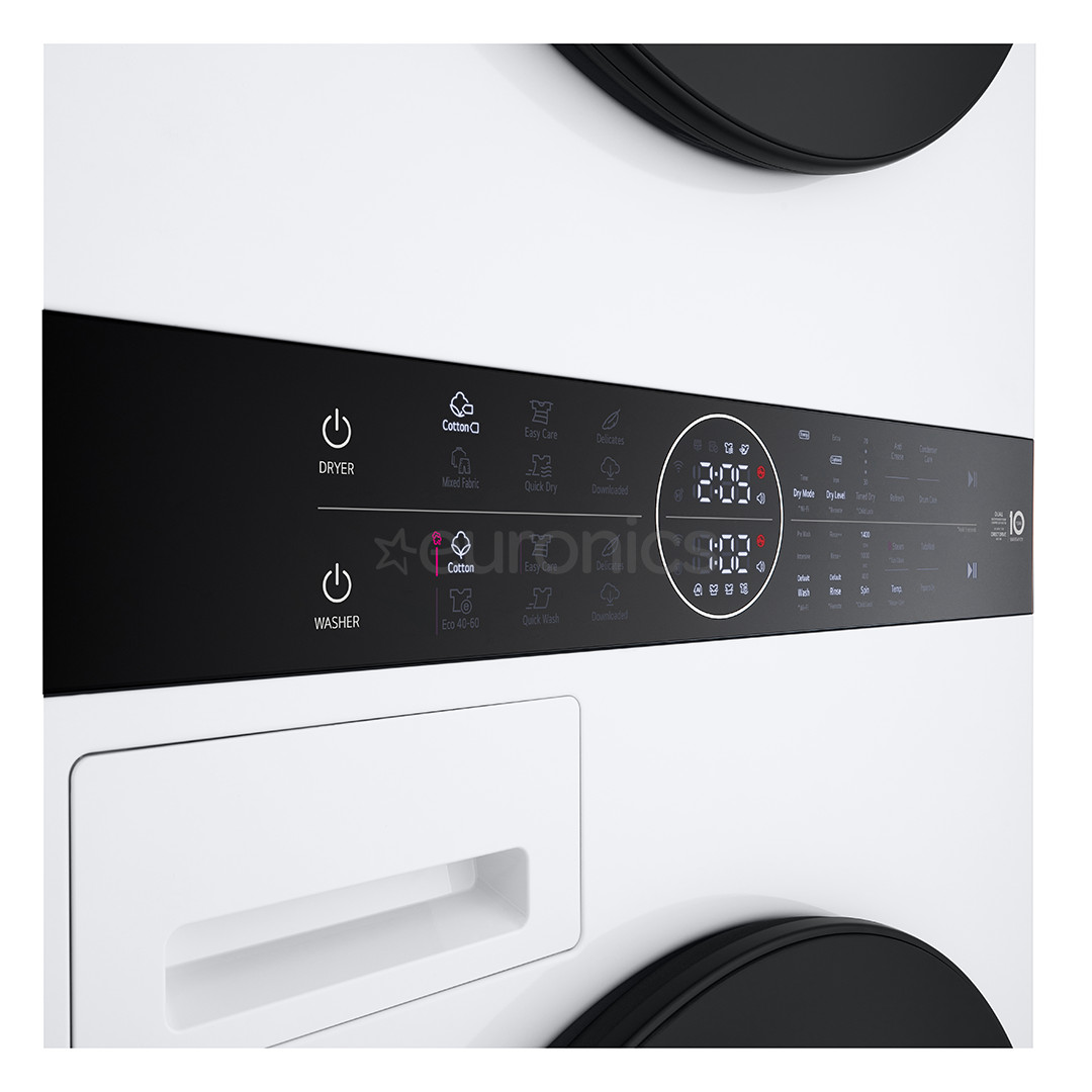 LG WashTower, 12 кг + 10 кг, глубина 66 см, 1400 об/мин - Стиральная машина с передней загрузкой