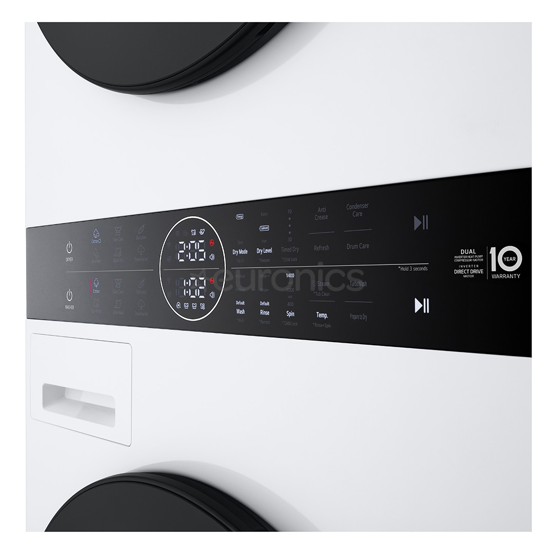 LG WashTower, 12 кг + 10 кг, глубина 66 см, 1400 об/мин - Стиральная машина с передней загрузкой
