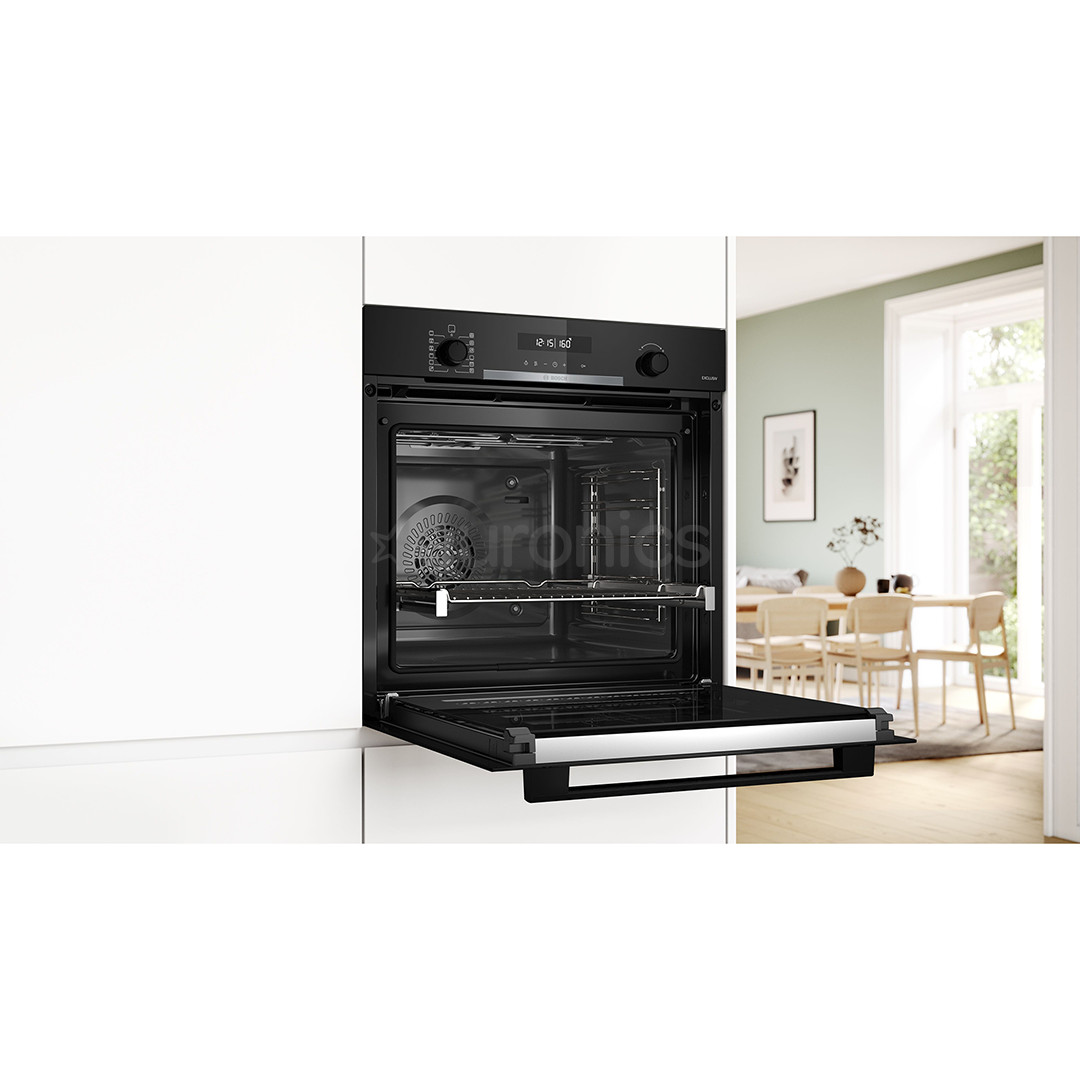 Bosch, Series 6, pirolītiskā tīrīšana, 71 L, melna - Iebūvējama elektriskā cepeškrāsns