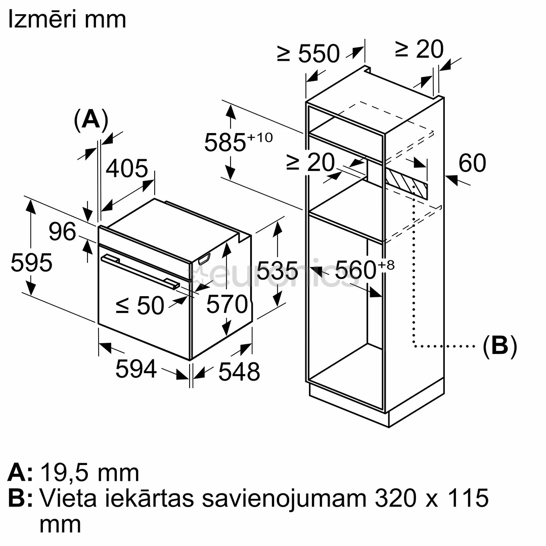 Bosch, Series 6, pirolītiskā tīrīšana, 71 L, melna - Iebūvējama elektriskā cepeškrāsns