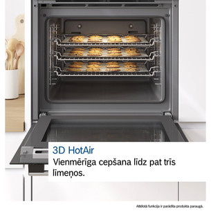 Bosch, Series 6, pirolītiskā tīrīšana, 71 L, melna - Iebūvējama elektriskā cepeškrāsns