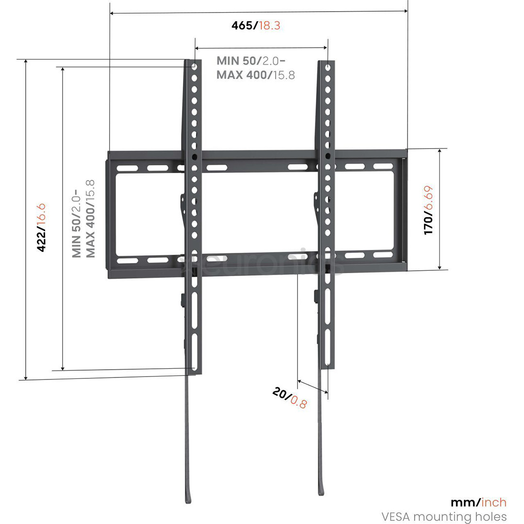 Vogel's UP 4003 Fixed M, 32 - 65", melna - Sienas stiprinājums televizoriem
