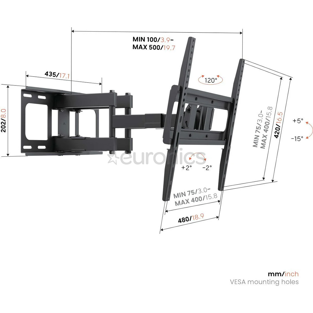 Vogel's UP 4053 Full-Motion M, 32-65", melna - Sienas stiprinājums televizoriem