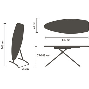 Brabantia, D, 135x45 cm, melna - Tvaika gludināmais dēlis