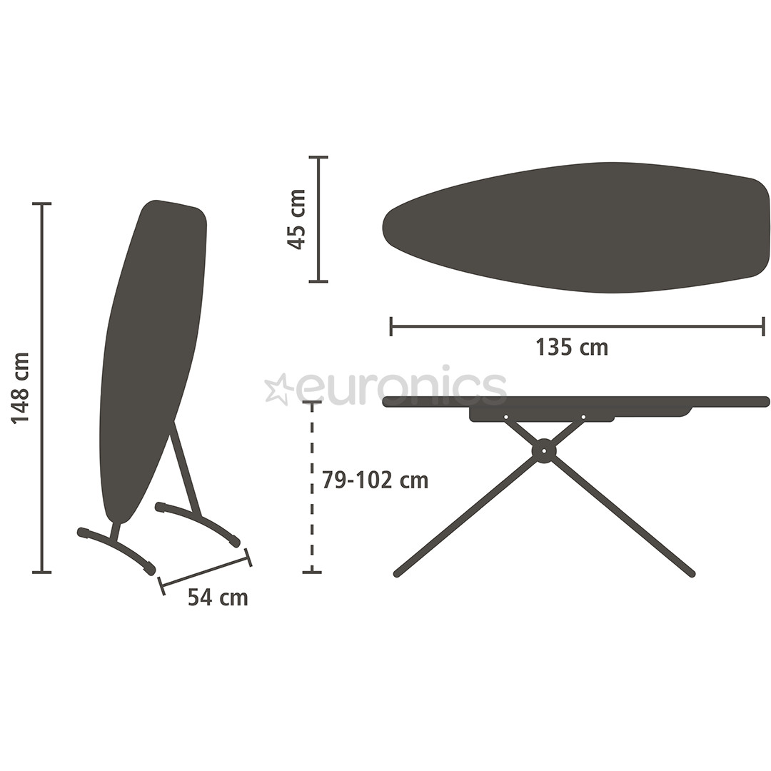 Brabantia, D, 135x45 cm, melna - Tvaika gludināmais dēlis