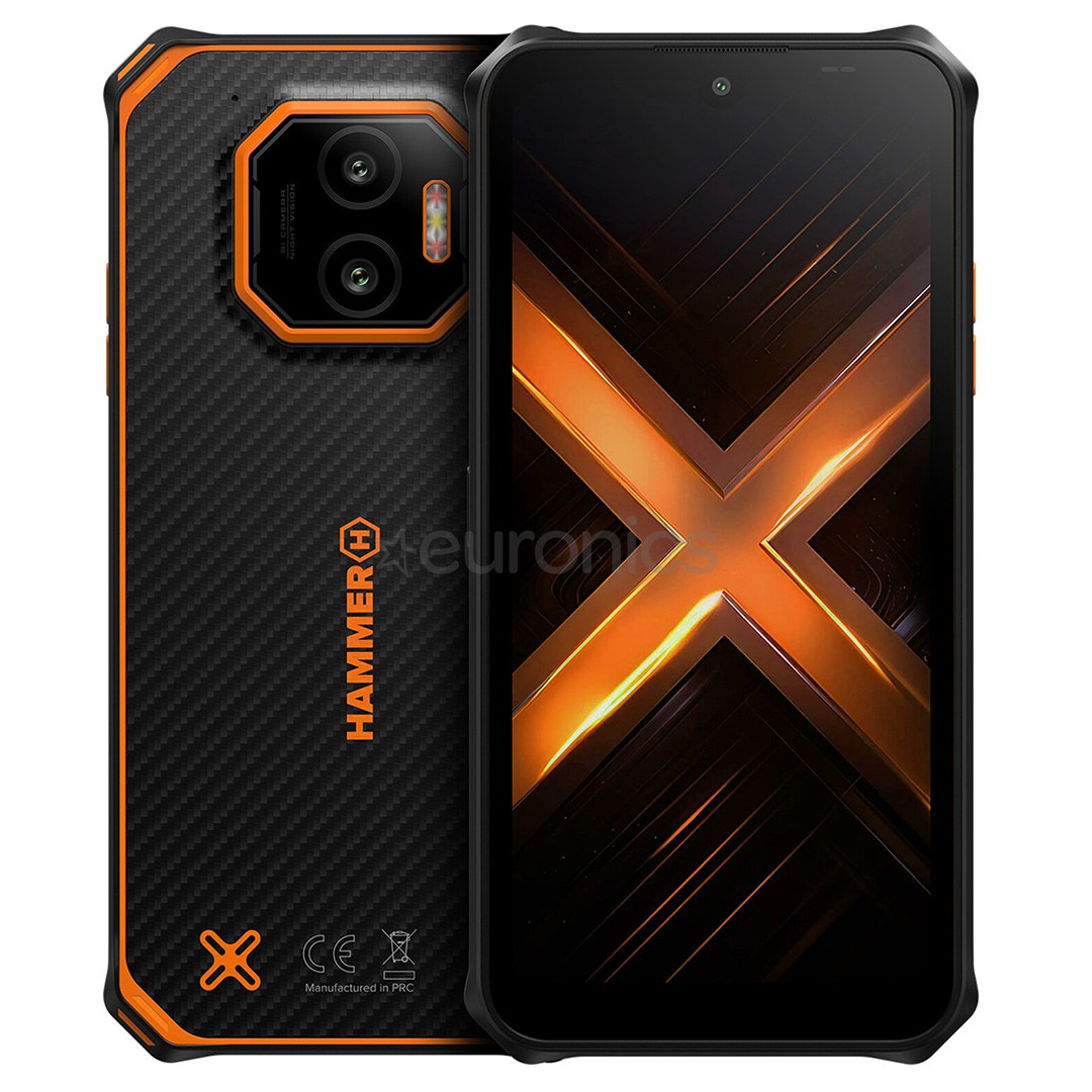 HAMMER Energy X2 5G, 8GB, 256GB, melna/oranža - Viedtālrunis