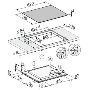 Miele, PowerFlex gatavošanas zona, platums 62 cm, matēta melna - Iebūvējama indukcijas plīts virsma