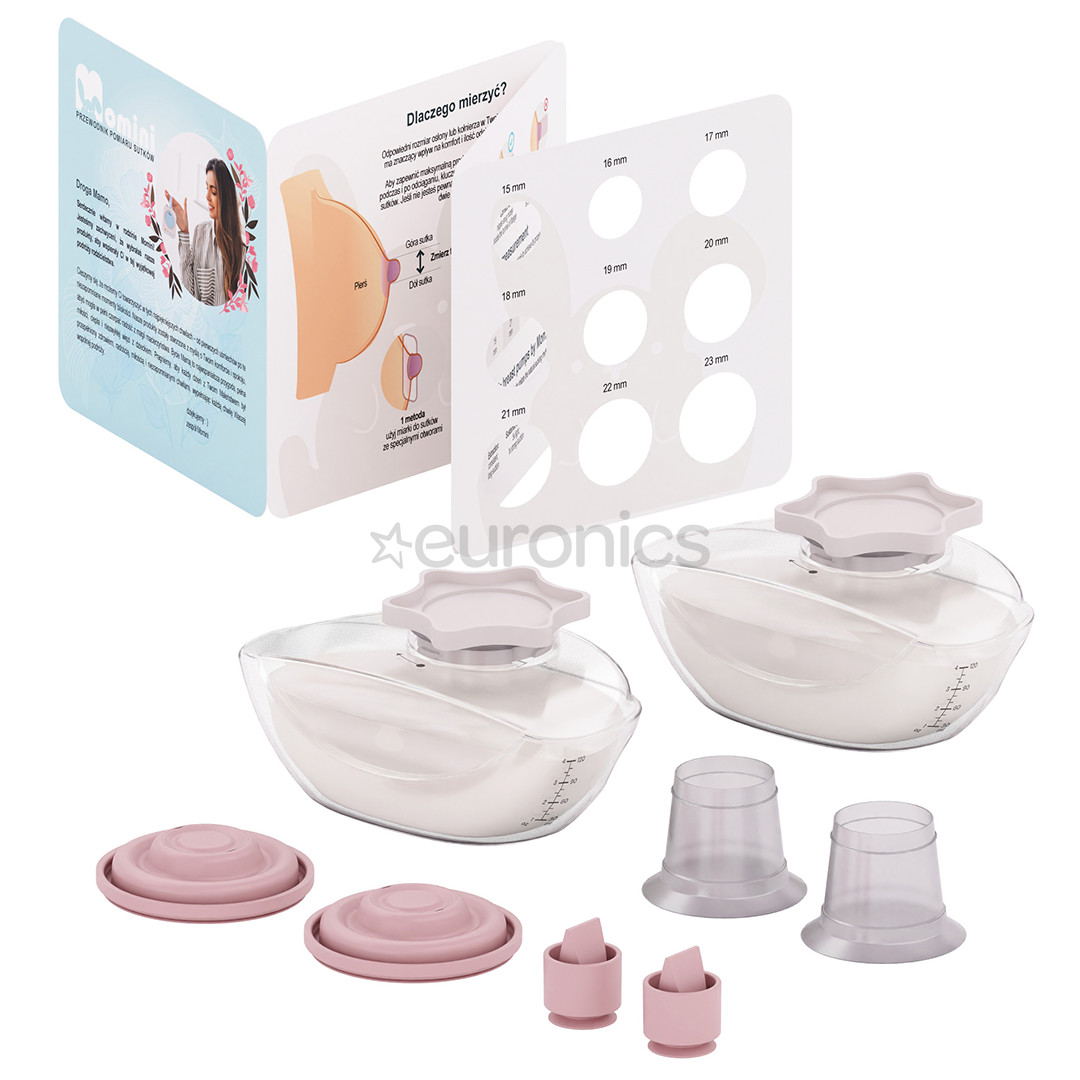 Momini TwinHarmony, 2-in-1, rozā - Bezvadu krūts piena pumpis