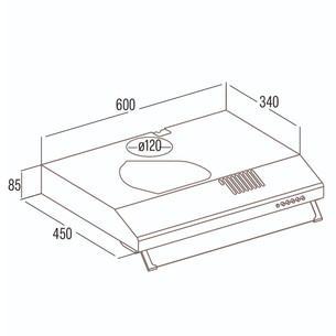 Cata, 162 m³/h, width 60 cm, white - Built-in cooker hood