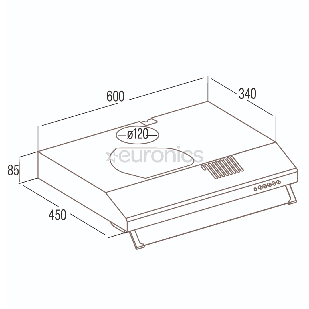 Cata, 162 m³/h, width 60 cm, white - Built-in cooker hood