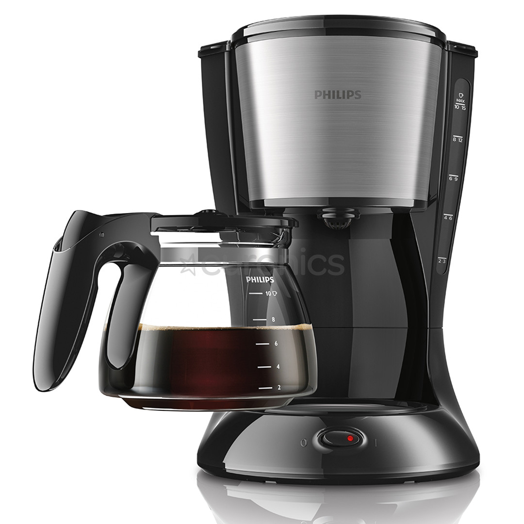 Philips Daily Collection, резервуар для воды 0,6 л, черный/серебристый - Кофеварка