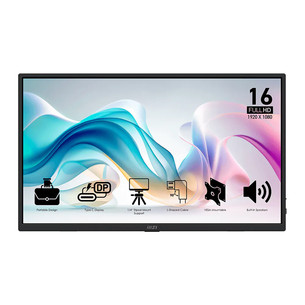MSI PRO MP165 E6, 16'', USB-C, melna - Pārnēsājams monitors 9S6-3PE50M-001