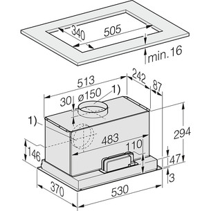 Miele 675 m³/h, width 53.2 cm, stainless steel - Built-in cooker hood