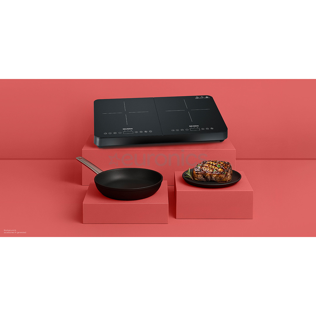 Severin, 3400 W, black - Double induction hob